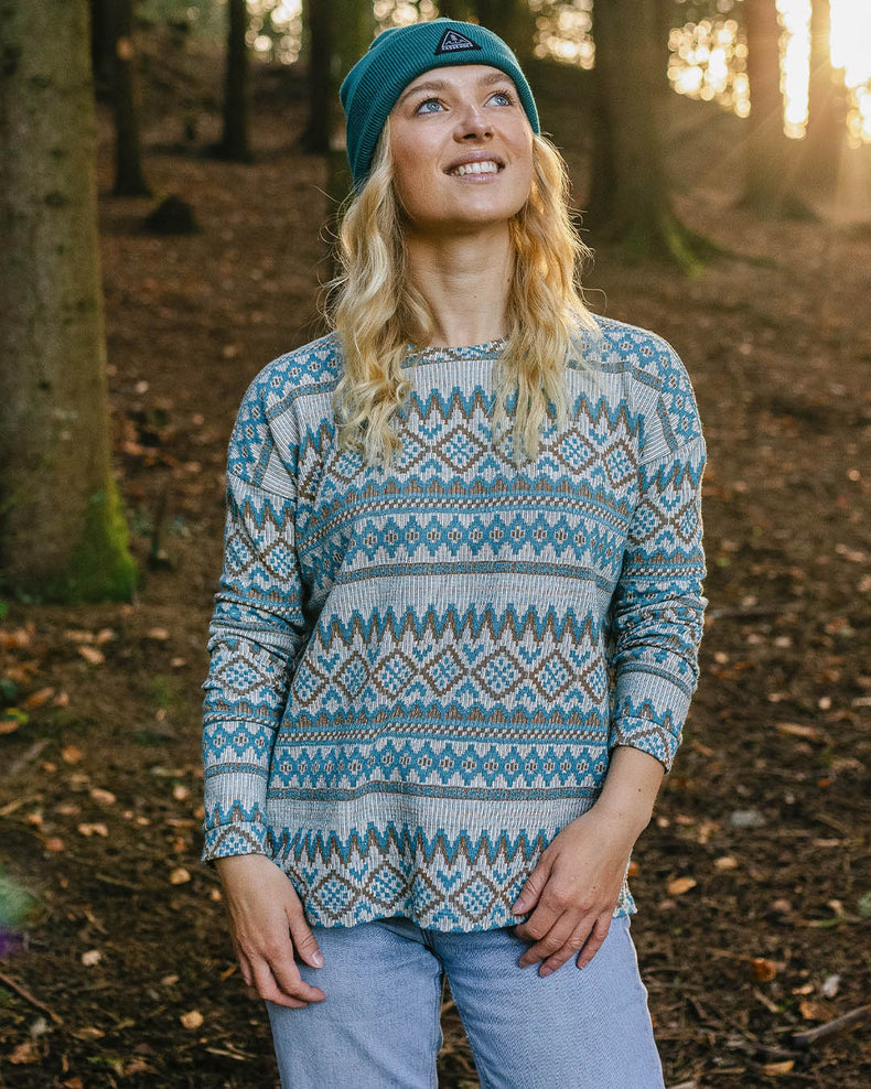 Passenger Wilderness Jacquard Ls T-Shirt Birch Jacquard