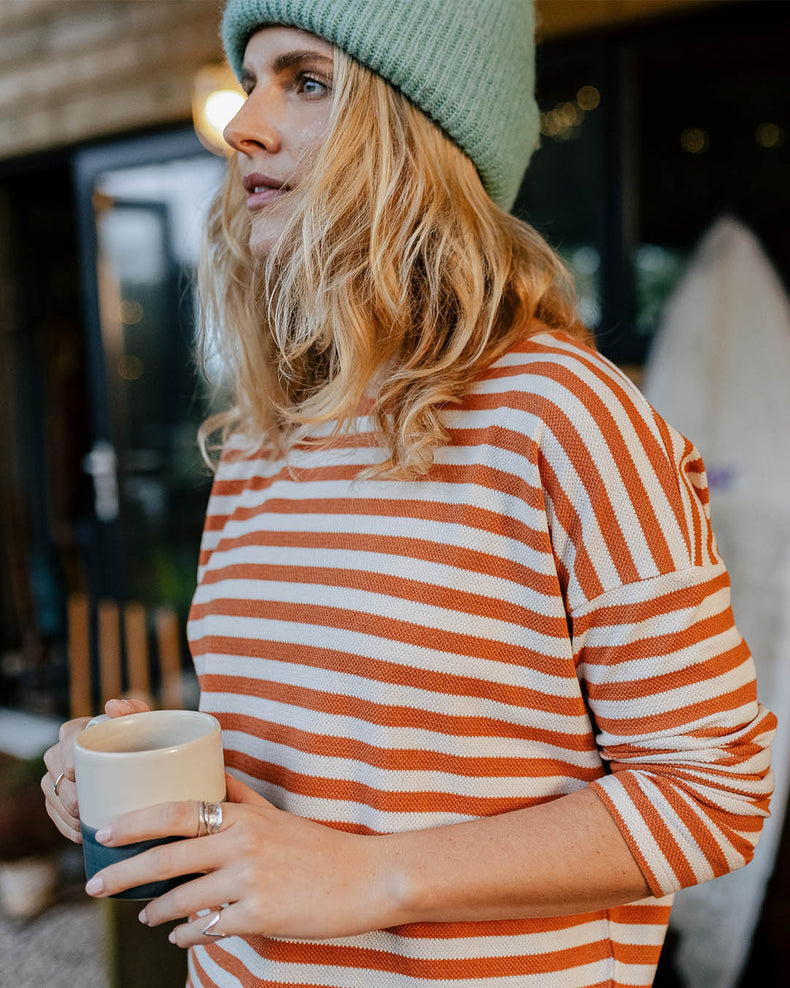 Passenger Panorama Striped Ls T-Shirt Glazed Ginger