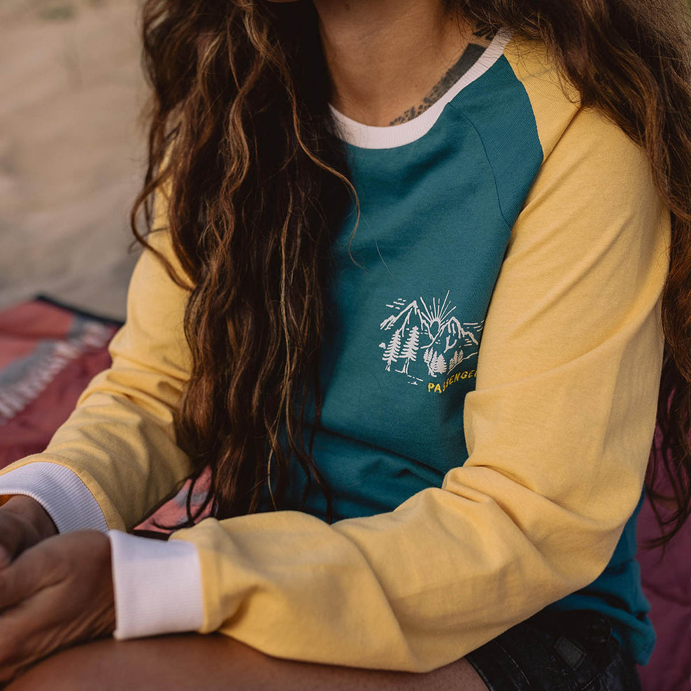 Passenger Riser Recycled Cotton Ls T-Shirt Blue Coral