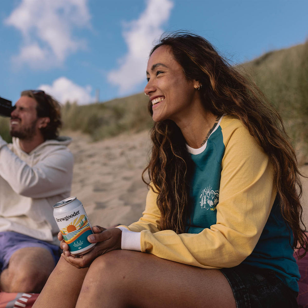 Passenger Riser Recycled Cotton Ls T-Shirt Blue Coral