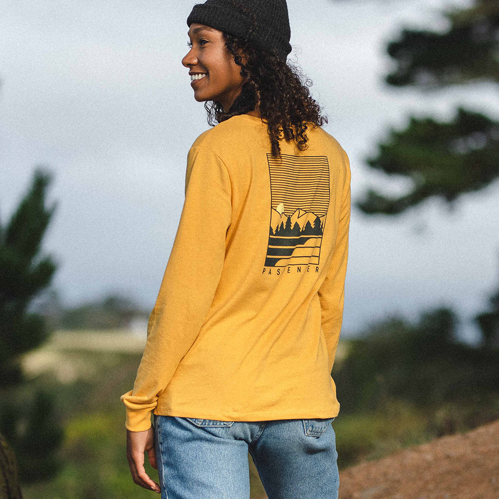 Passenger Travel More Recycled Ls T-Shirt Mustard Yellow