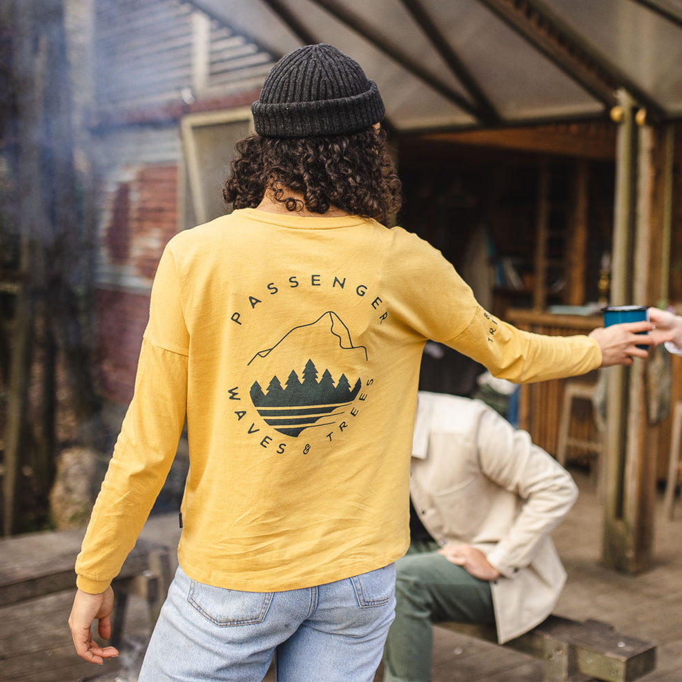 Passenger Big Leaf Recycled Ls T-Shirt Mustard Yellow