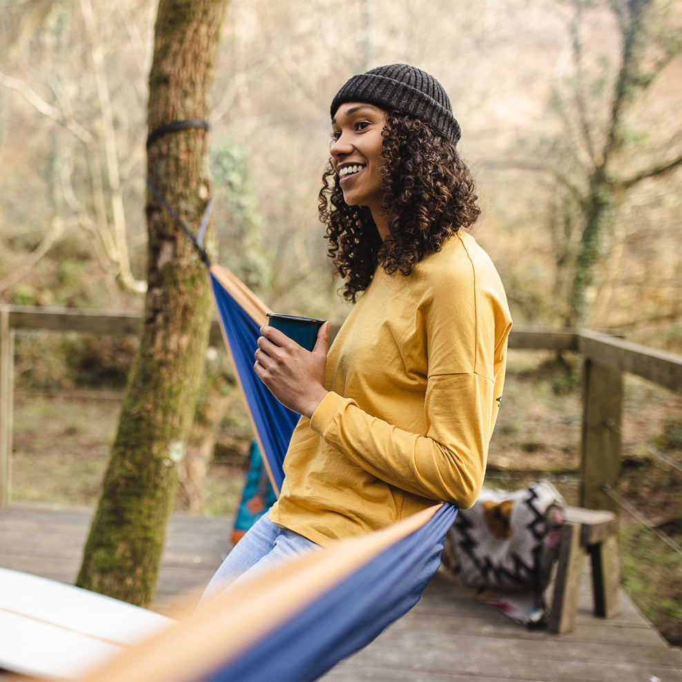 Passenger Big Leaf Recycled Ls T-Shirt Mustard Yellow