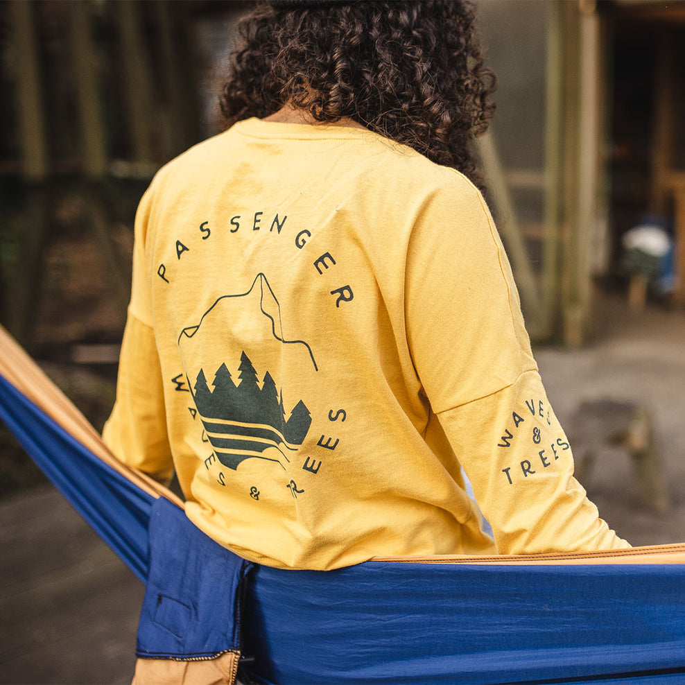 Passenger Big Leaf Recycled Ls T-Shirt Mustard Yellow