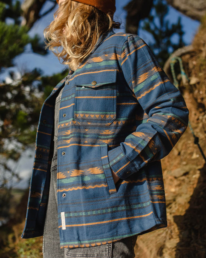Passenger Ontario Overshirt Dark Denim Geo Pattern
