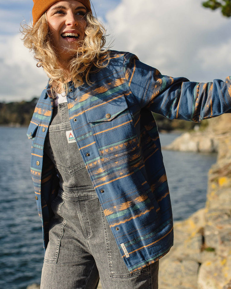 Passenger Ontario Overshirt Dark Denim Geo Pattern