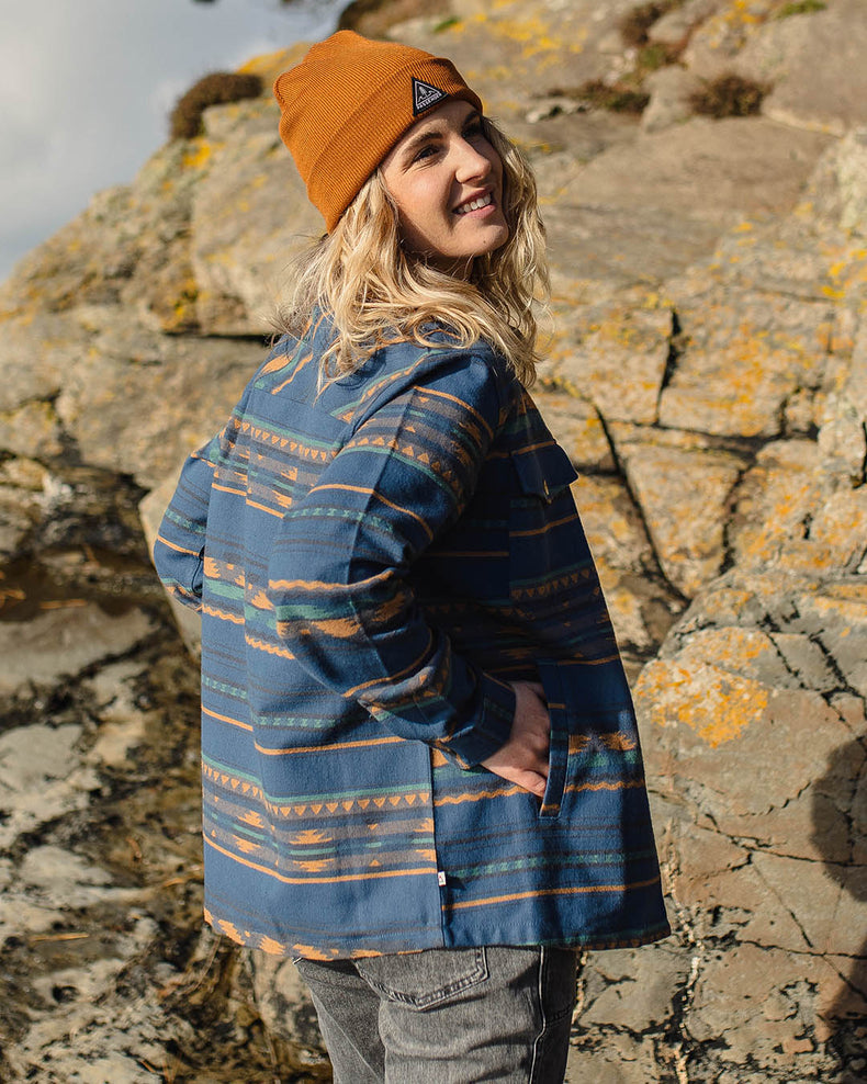 Passenger Ontario Overshirt Dark Denim Geo Pattern