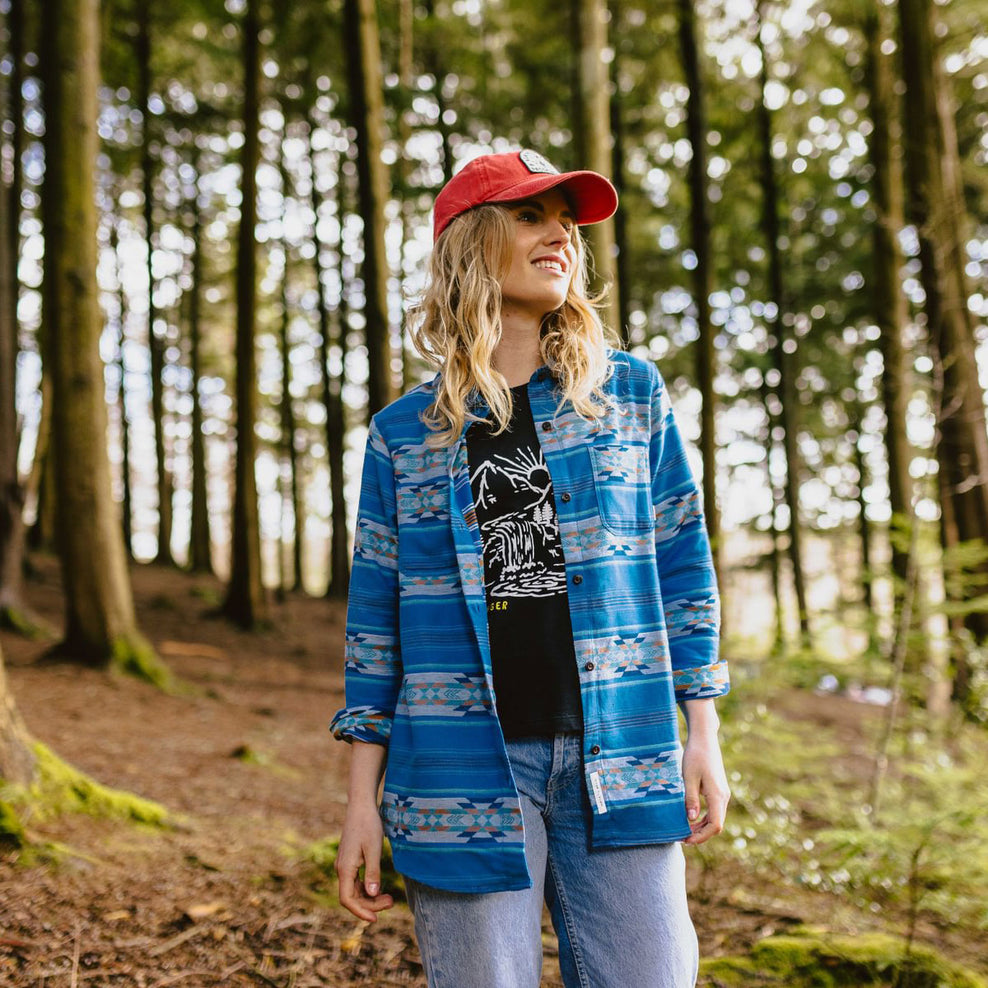 Passenger Heron Jacquard Organic Shirt Soft Cobalt Pattern