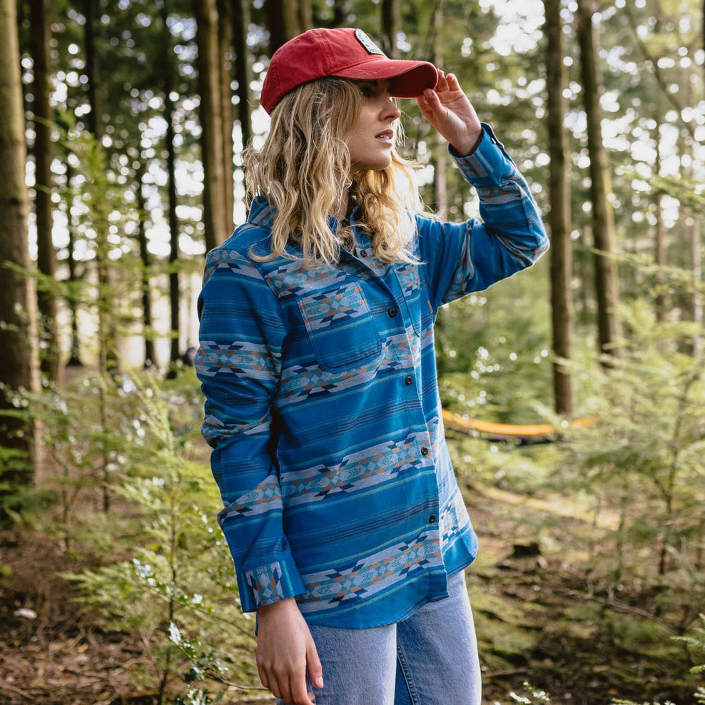 Passenger Heron Jacquard Organic Shirt Soft Cobalt Pattern