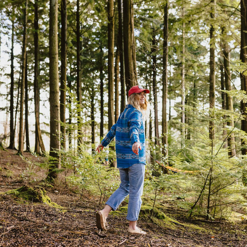 Passenger Heron Jacquard Organic Shirt Soft Cobalt Pattern