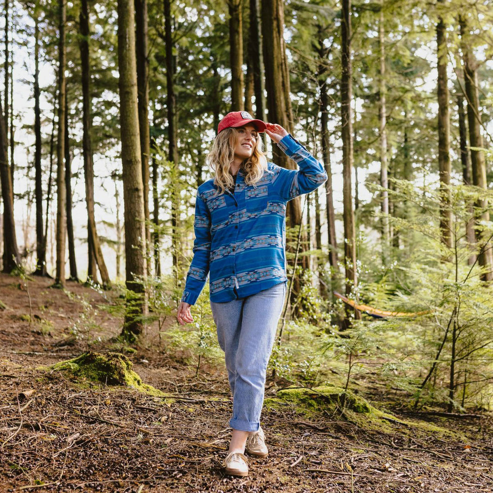 Passenger Heron Jacquard Organic Shirt Soft Cobalt Pattern