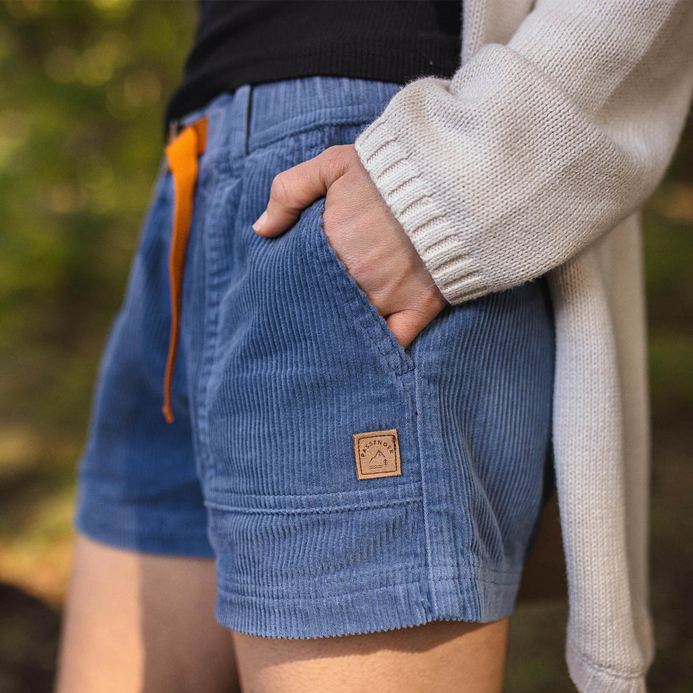 Passenger Del Sur Recycled Cord Shorts Stone Blue