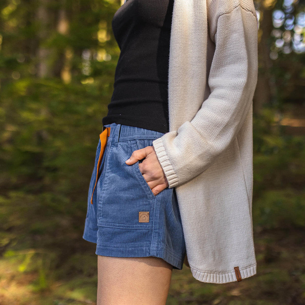 Passenger Del Sur Recycled Cord Shorts Stone Blue