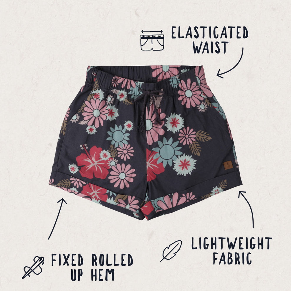 Passenger Santosa Shorts Black Flower Burst
