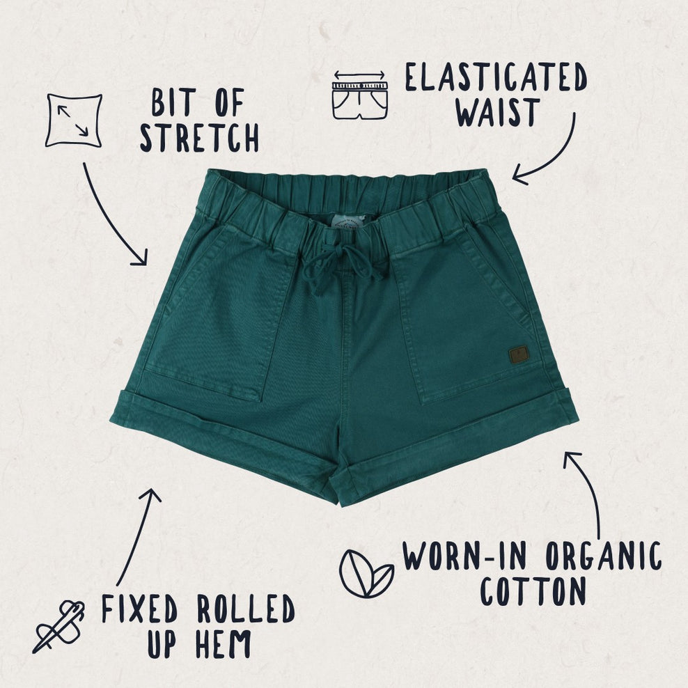 Passenger Carriso Organic Cotton Shorts Storm Green