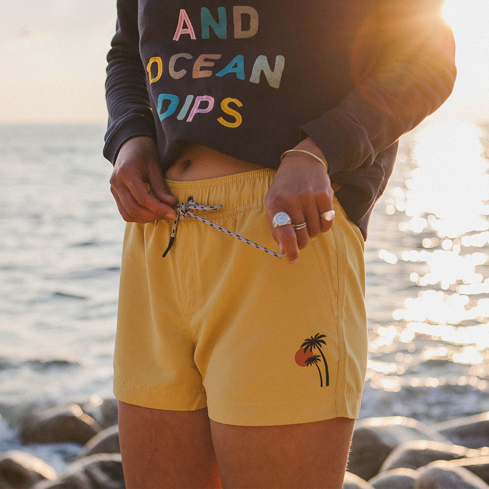 Passenger Wake Recycled Swim Shorts Ochre Yellow