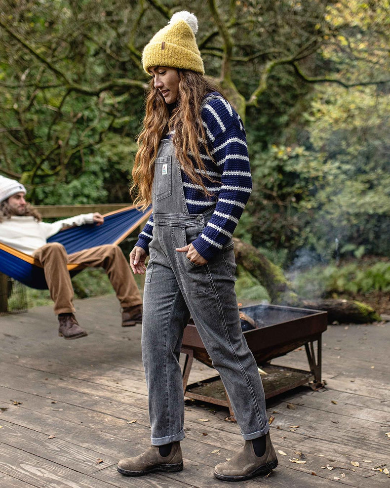 Passenger Roamist Organic Cotton Dungarees Washed Black Denim