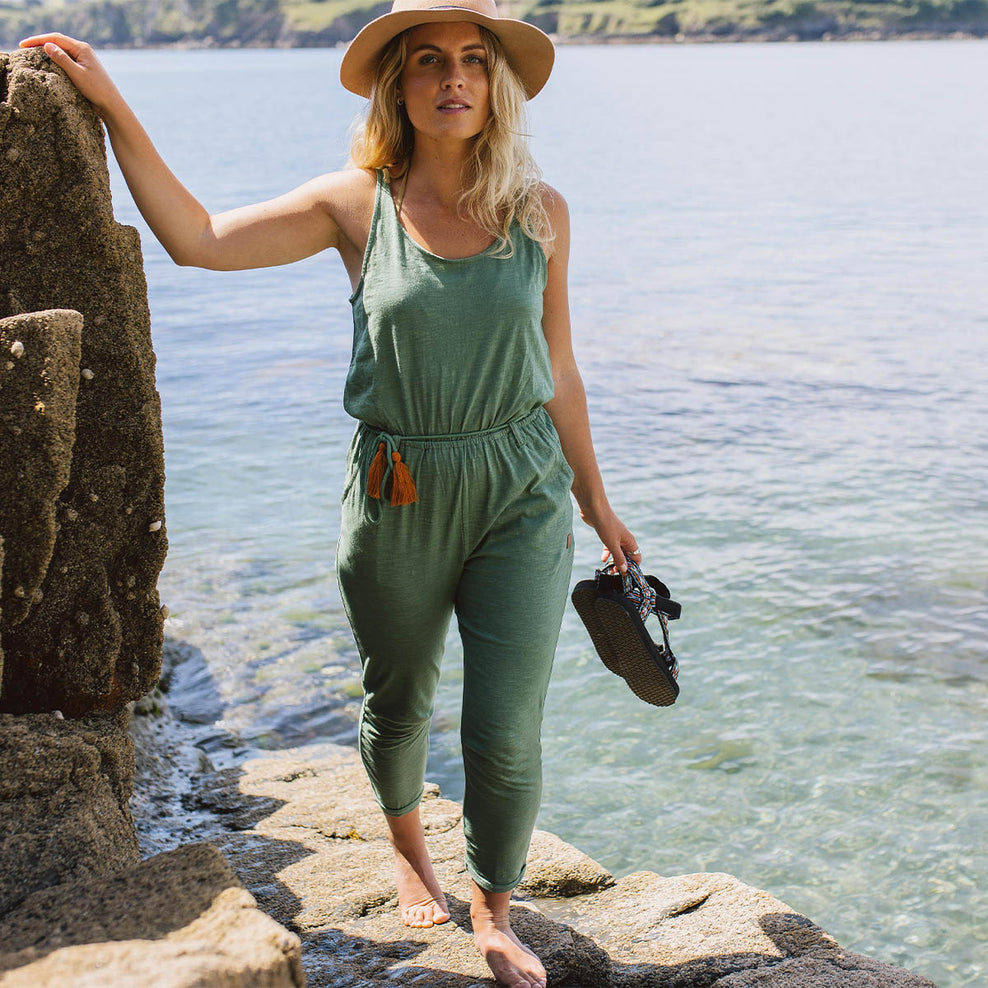 Passenger Eva Recycled Cotton Jumpsuit Dark Ivy