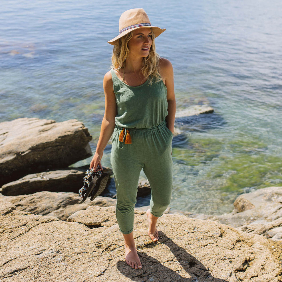 Passenger Eva Recycled Cotton Jumpsuit Dark Ivy