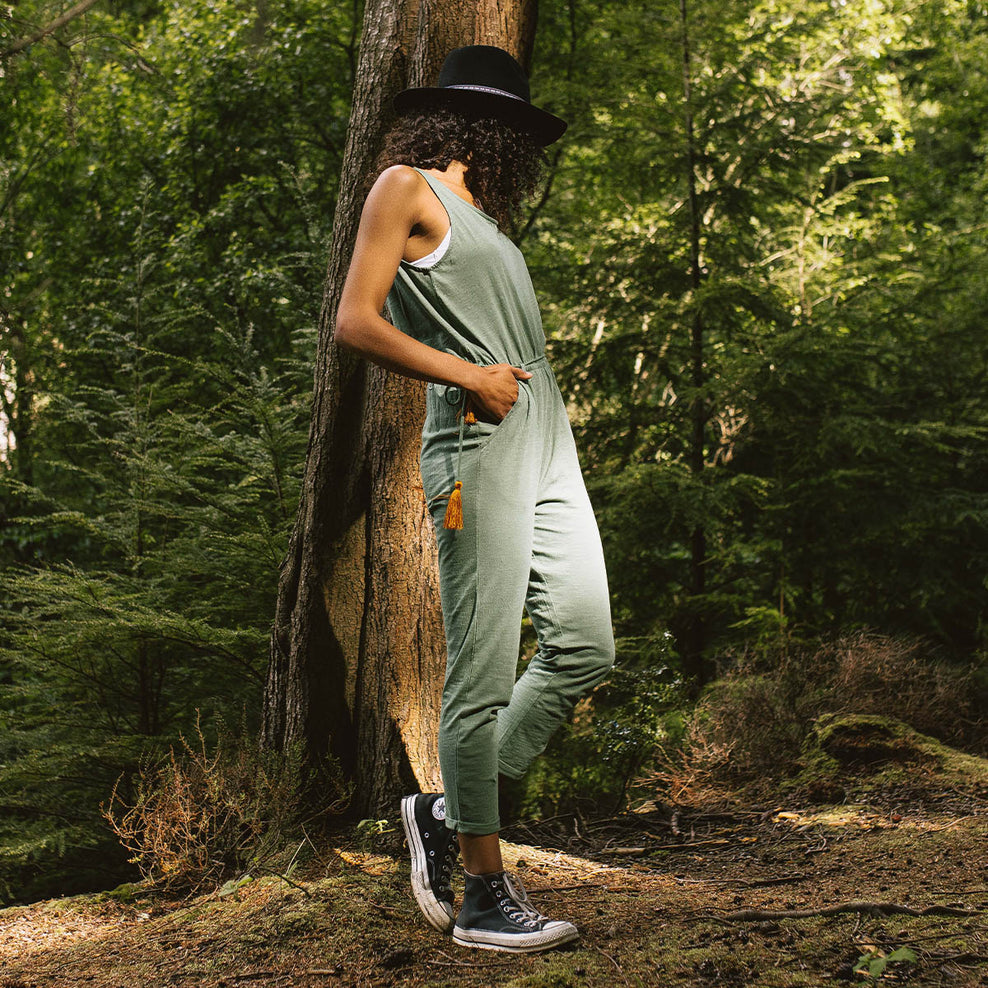 Passenger Eva Recycled Cotton Jumpsuit Dark Ivy