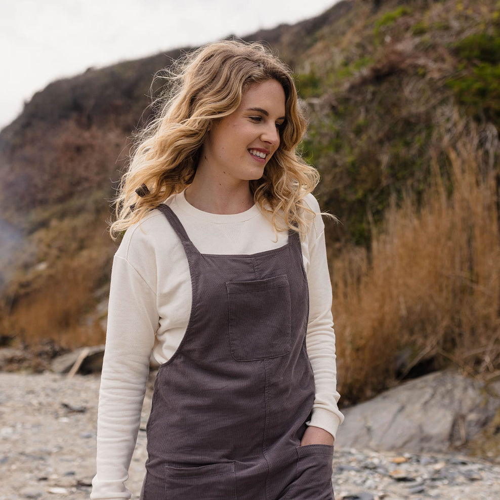 Passenger Carefree Recycled Cord Dungarees Mushroom