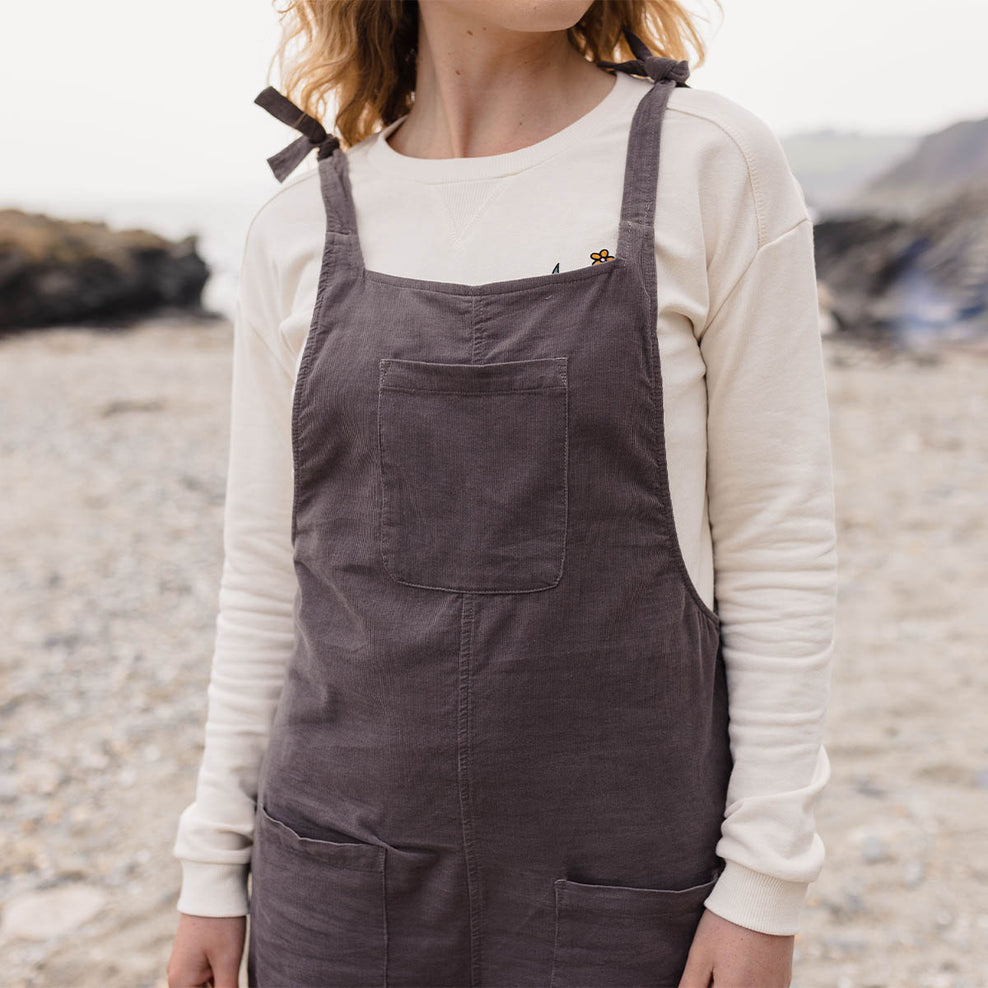 Passenger Carefree Recycled Cord Dungarees Mushroom