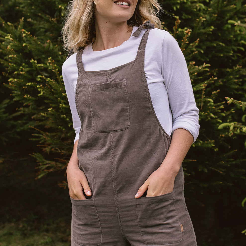 Passenger Carefree Recycled Cord Dungarees Mushroom