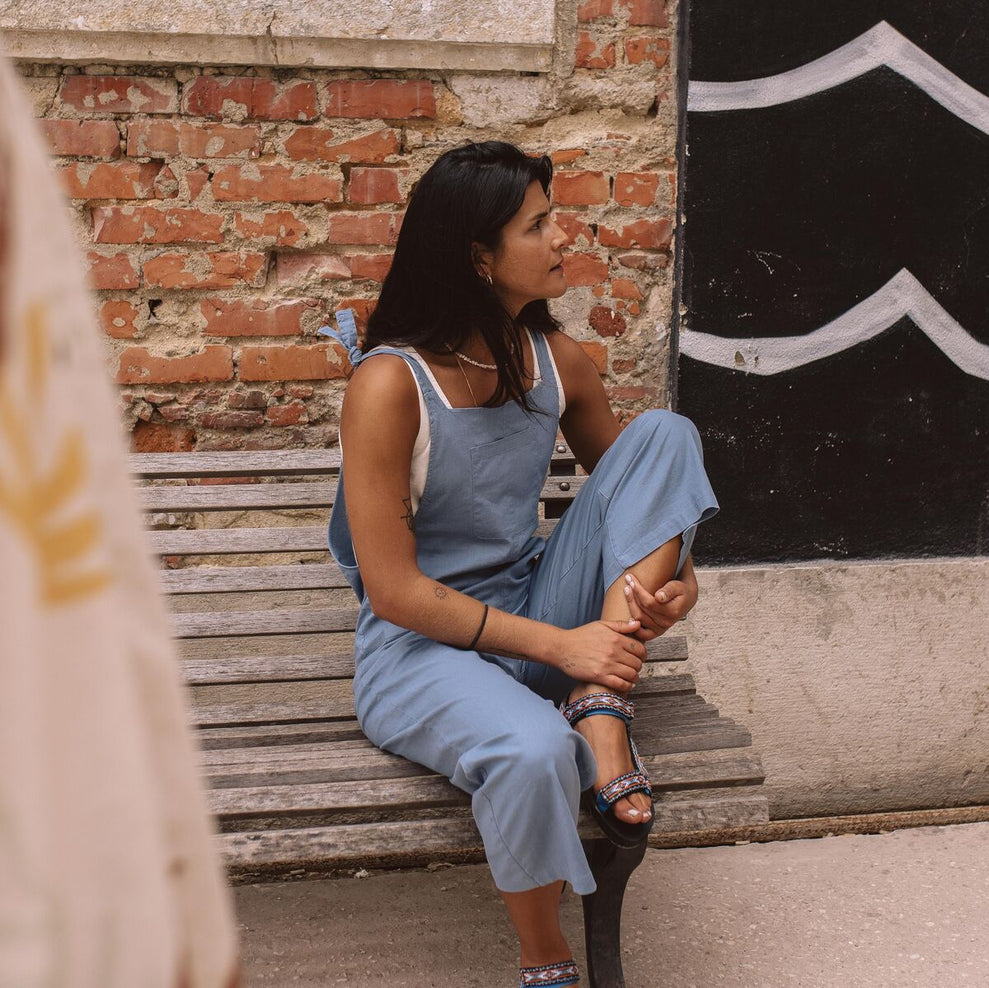 Passenger Carefree Hemp Dungarees Blue Shadow