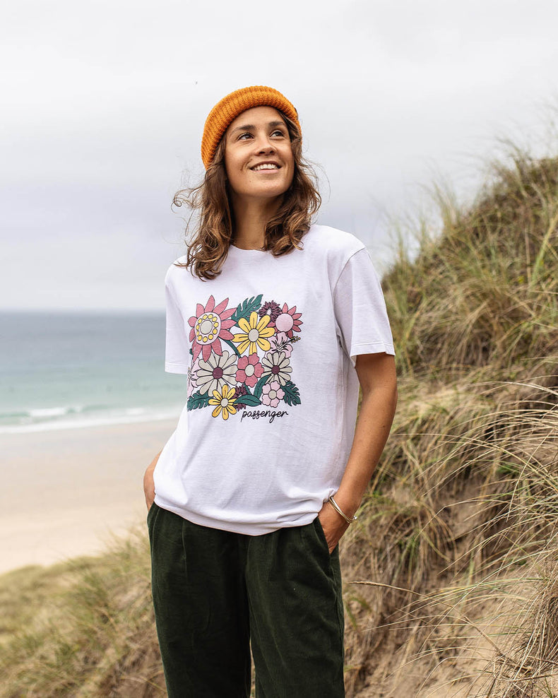 Passenger Floral Bloom Recycled Cotton Oversized T-Shirt White