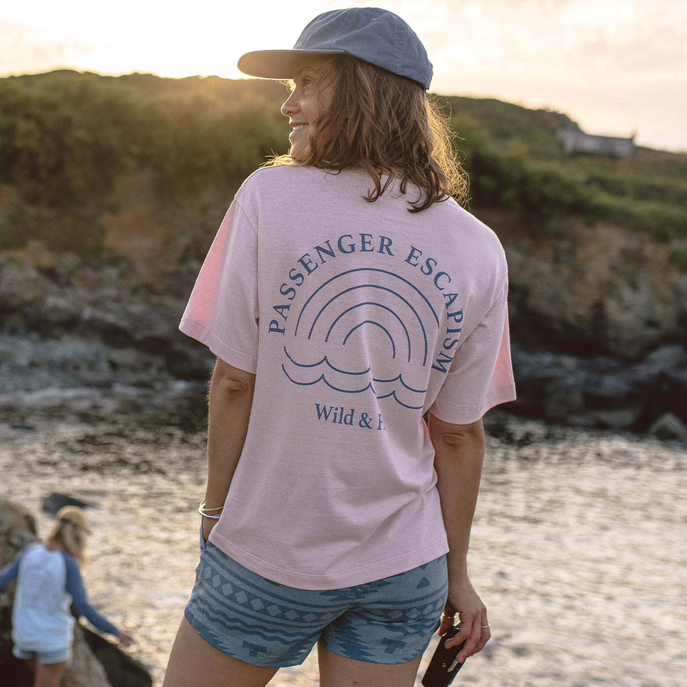 Passenger Rainbow Recycled Cotton T-Shirt Peach Whip