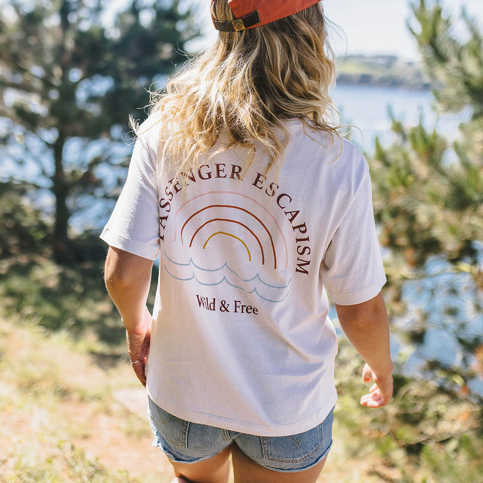 Passenger Rainbow Recycled Cotton T-Shirt Egret