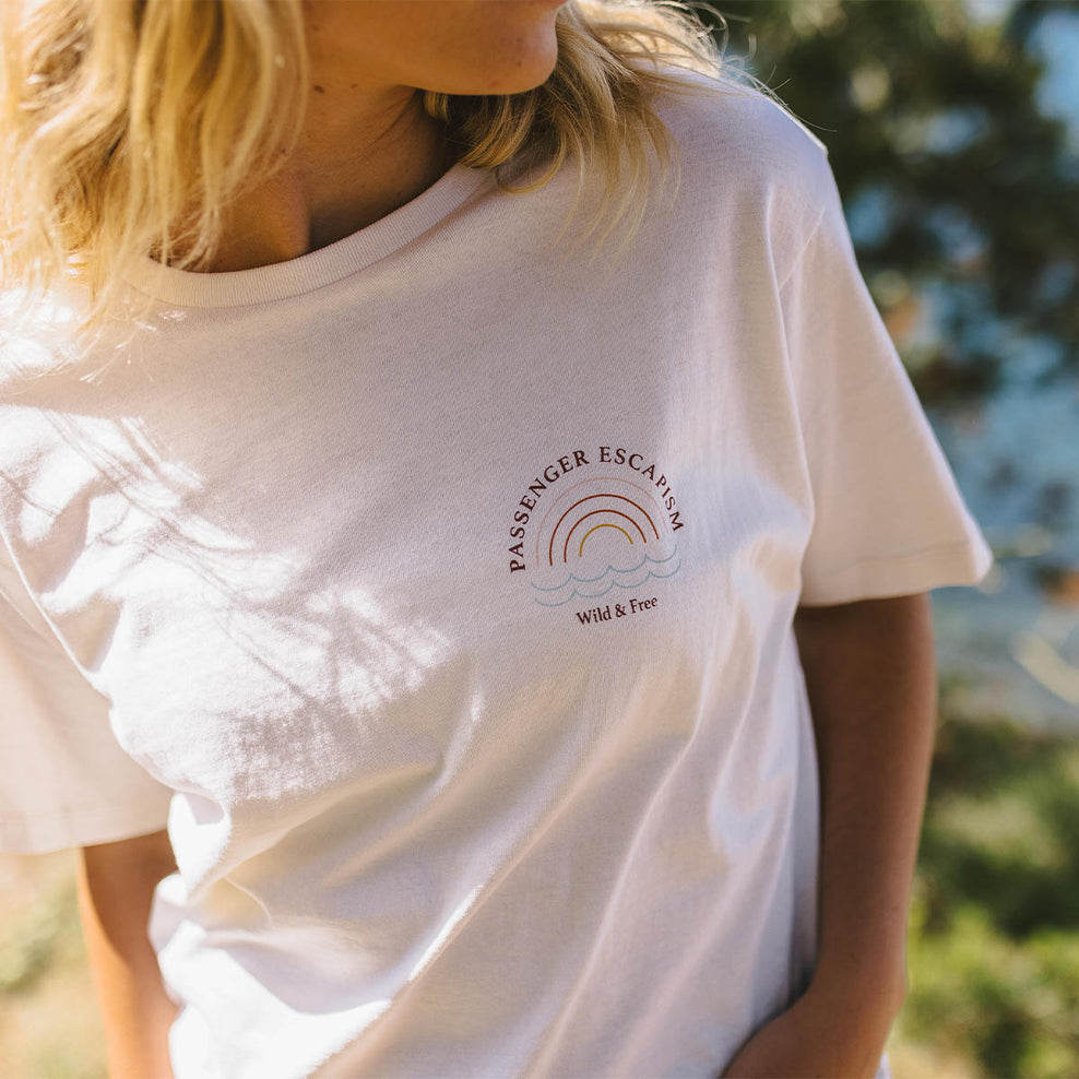 Passenger Rainbow Recycled Cotton T-Shirt Egret