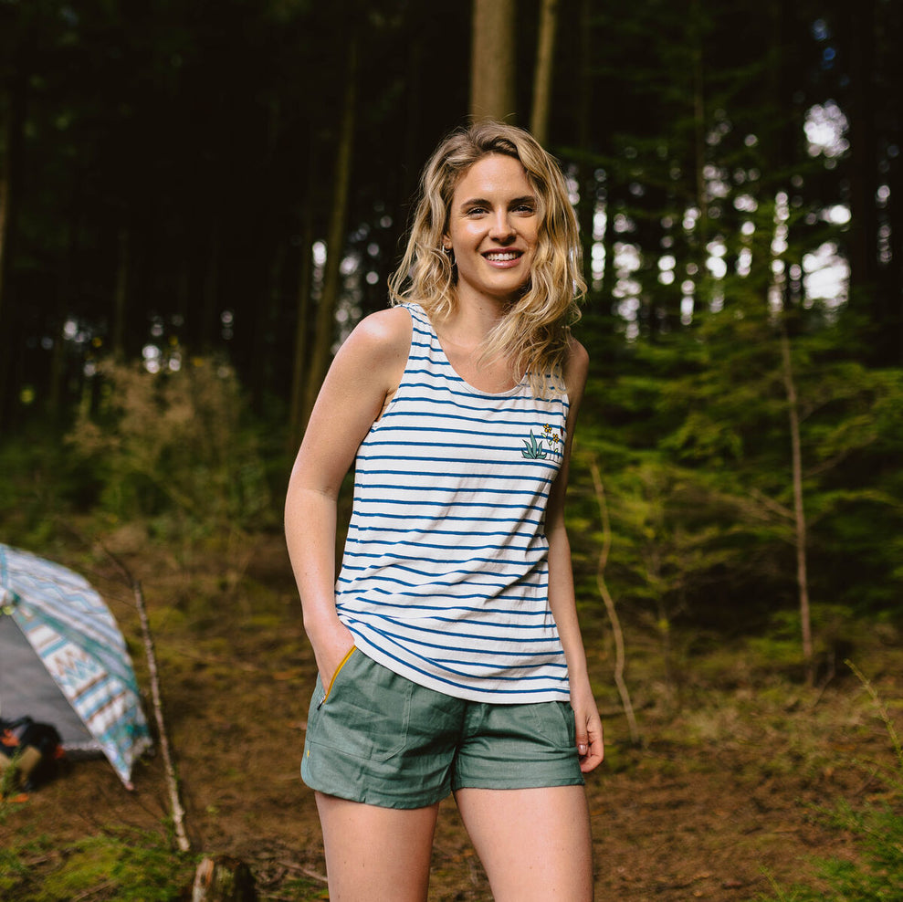 Passenger Bloom Hemp Vest Soft Cobalt Stripe