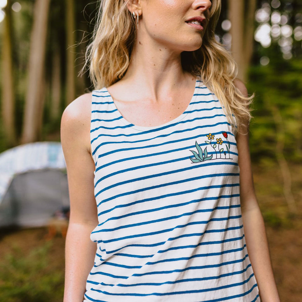 Passenger Bloom Hemp Vest Soft Cobalt Stripe