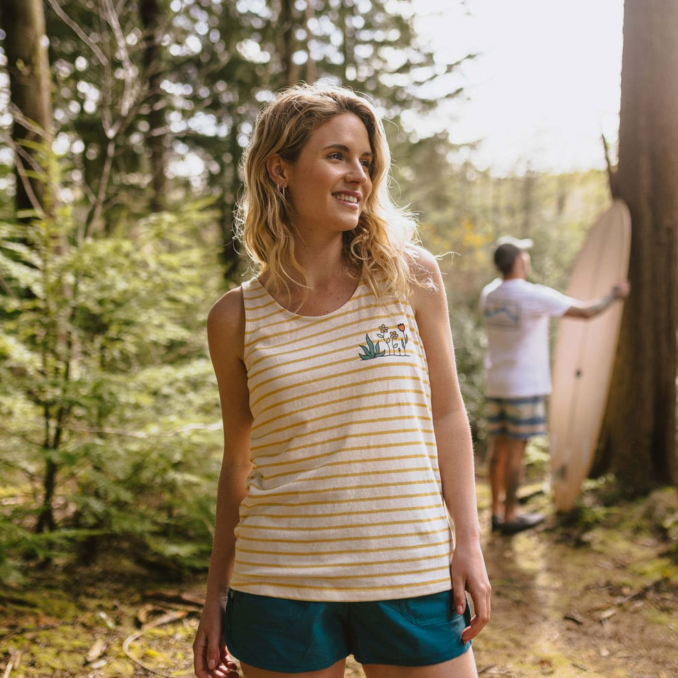 Passenger Bloom Hemp Vest Ochre Yellow Stripe