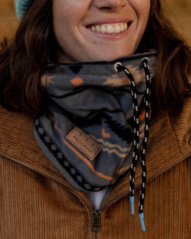 Passenger Tor Recycled Polar Fleece Snood Charcoal Geo Folk