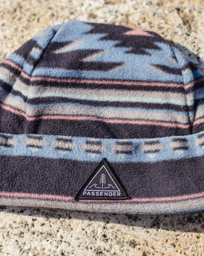 Passenger Wanderer Recycled Polar Beanie Deep Navy Vintage Geo