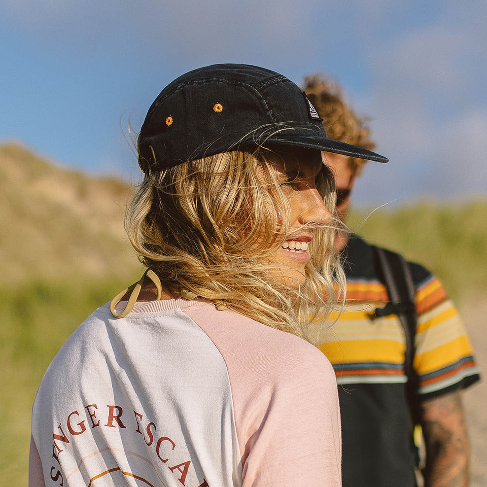 Passenger Fixie Recycled Cotton 5 Panel Cap Faded Black