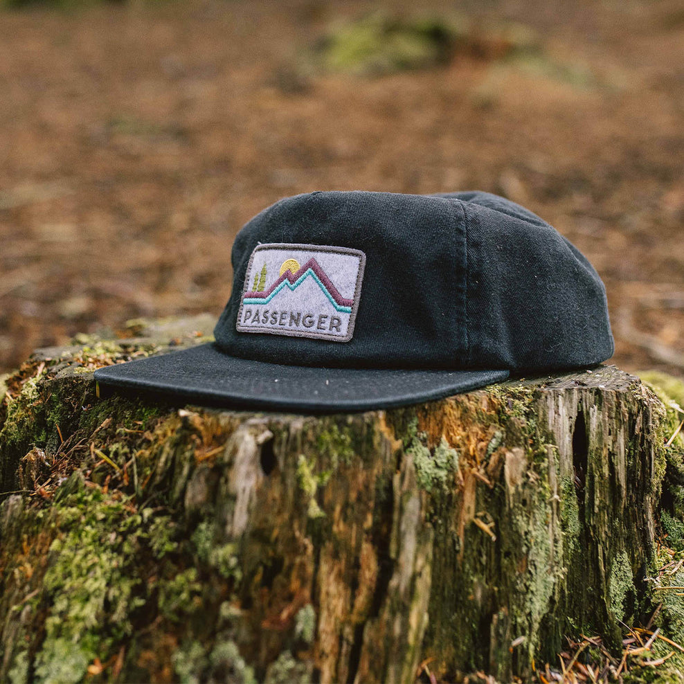 Passenger Fluke Recycled Cotton 5 Panel Cap Faded Black