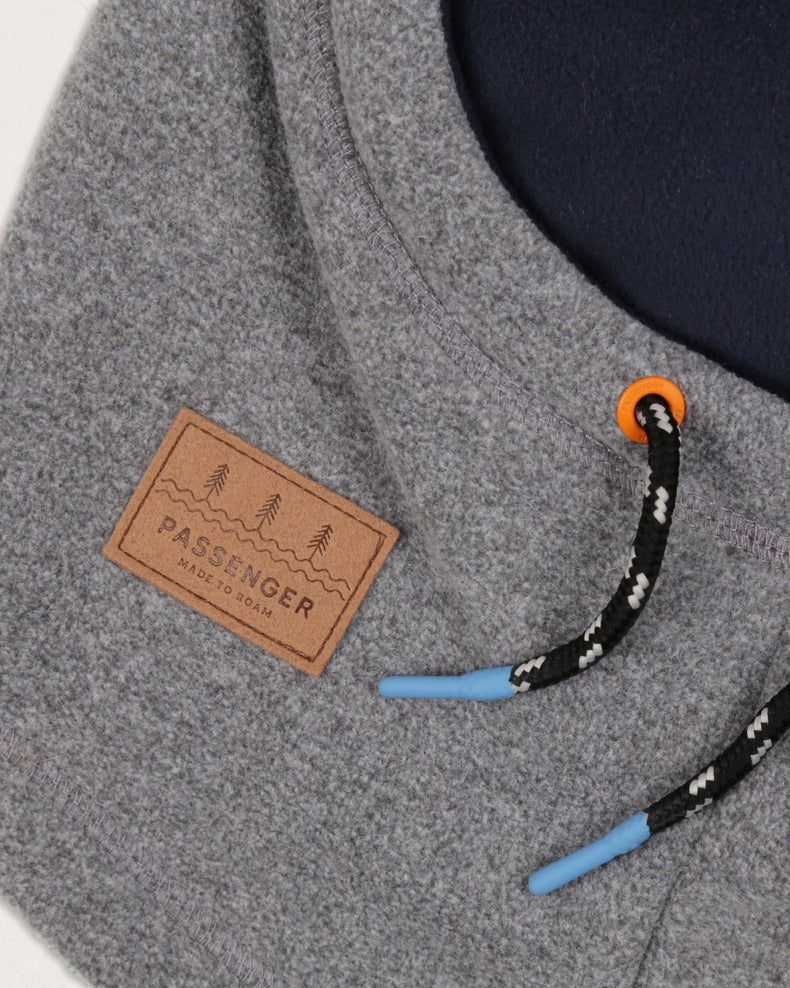 Passenger Snowdrift Recycled Polar Fleece Hood Grey Marl