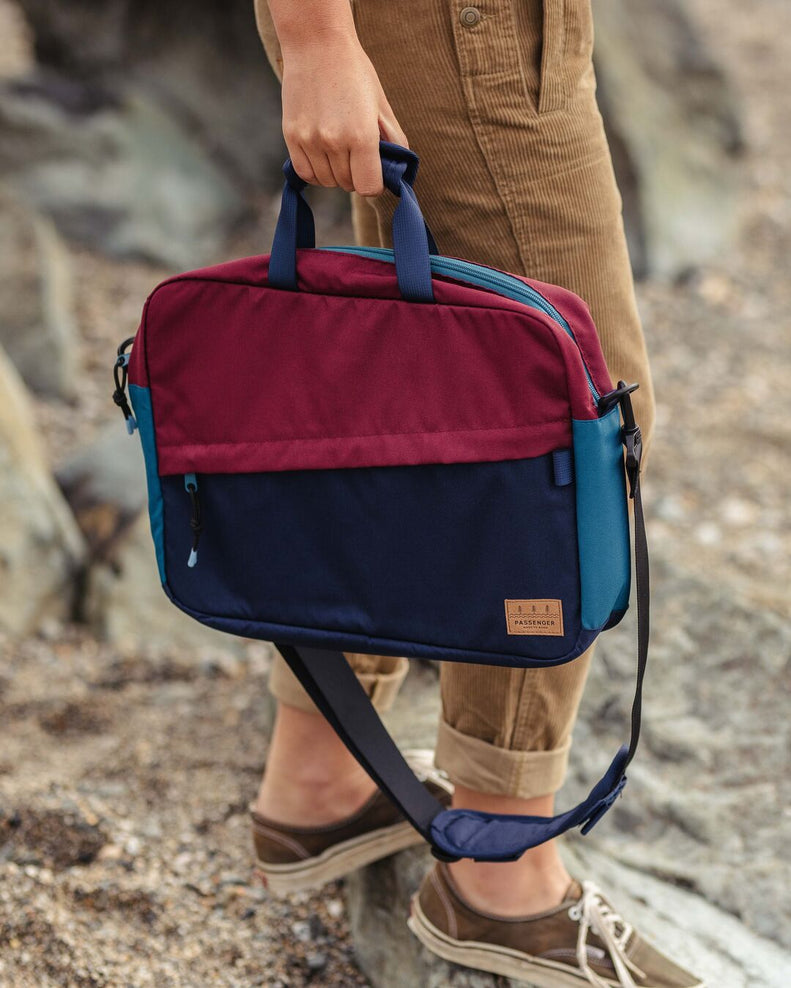 Passenger Recycled Messenger Bag Navy/Burgundy