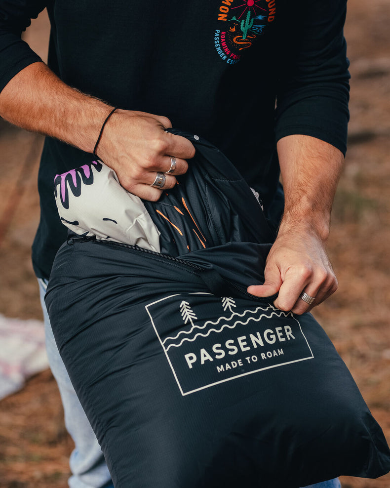 Passenger Fashion Nomadic Recycled Sherpa Blanket Roaming Print Black