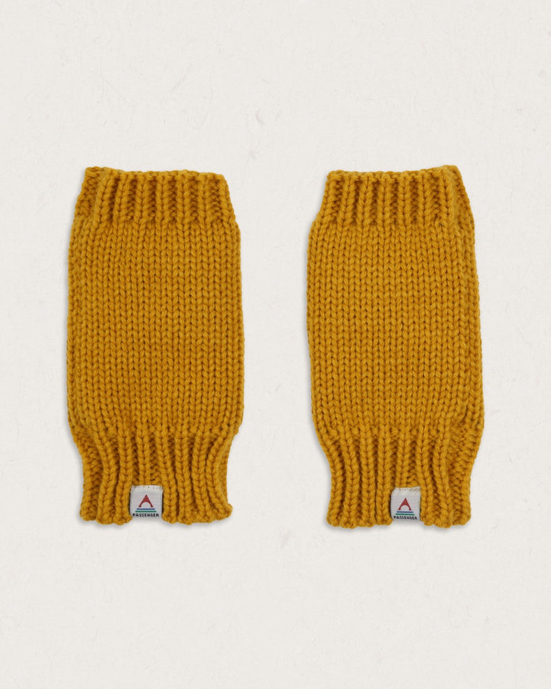 Passenger Flurry Recycled Fleece Lined Fingerless Mittens Dandelion Yellow