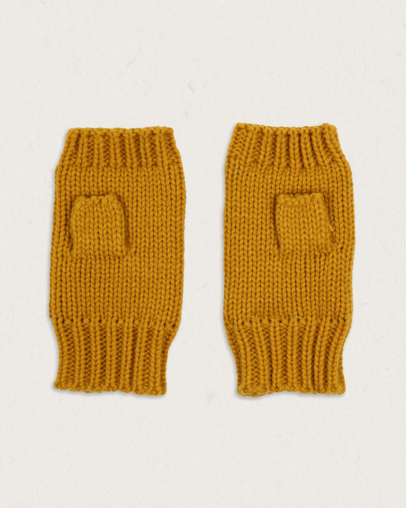 Passenger Flurry Recycled Fleece Lined Fingerless Mittens Dandelion Yellow