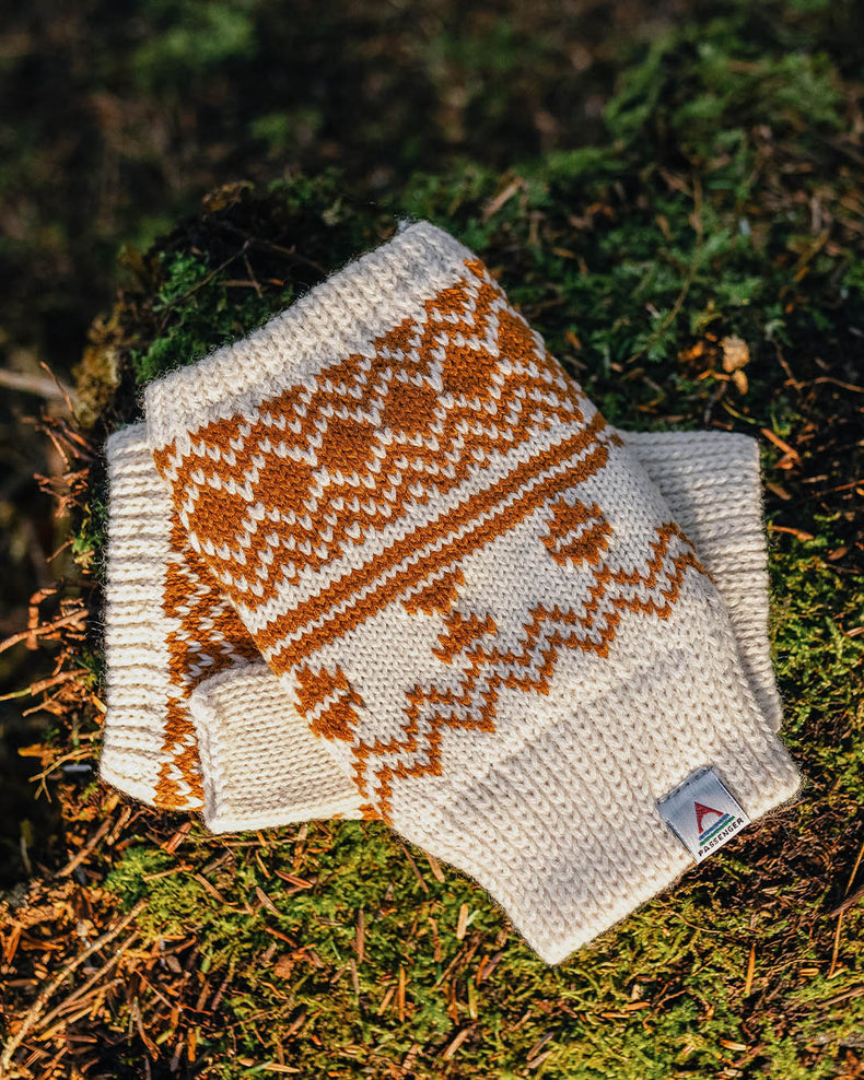 Passenger Fashion Flurry Recycled Fleece Lined Fingerless Mittens Glazed Ginger