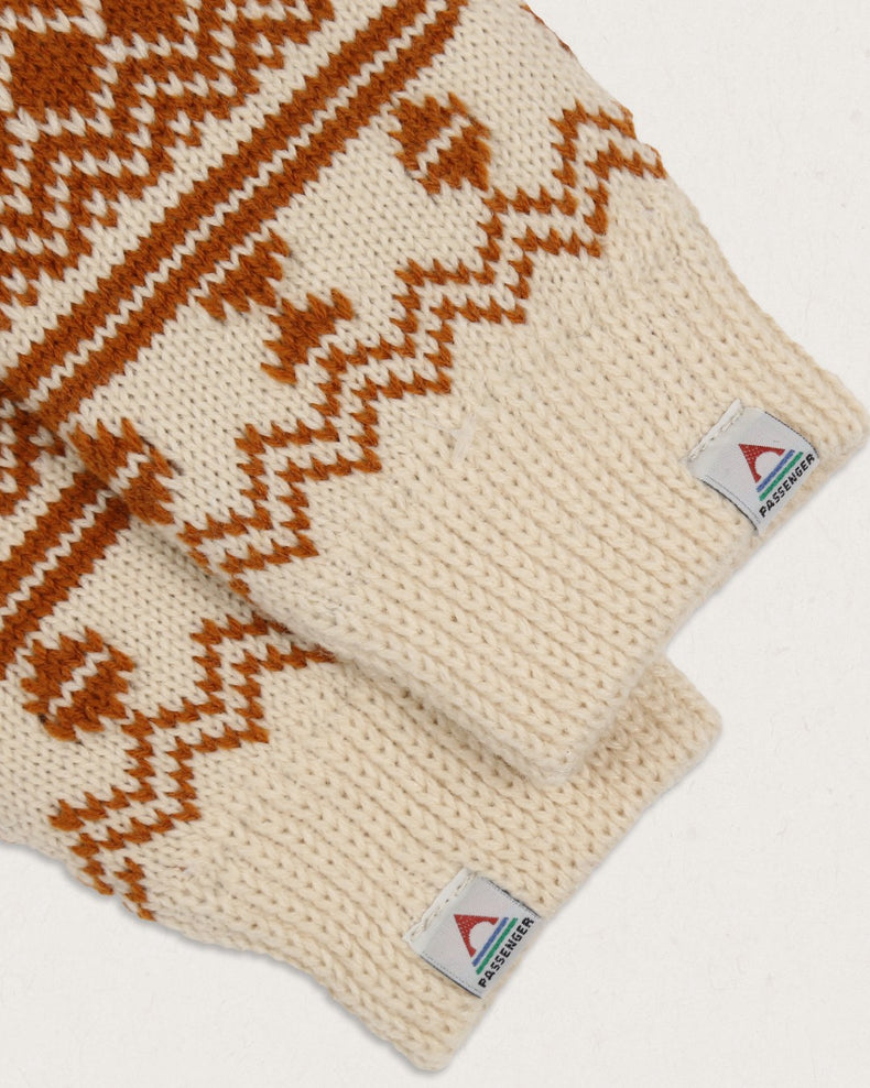 Passenger Fashion Flurry Recycled Fleece Lined Fingerless Mittens Glazed Ginger