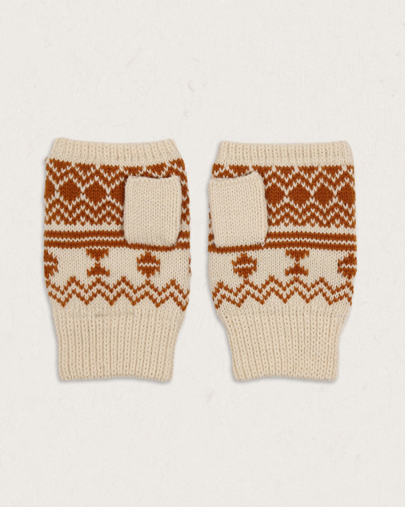 Passenger Fashion Flurry Recycled Fleece Lined Fingerless Mittens Glazed Ginger