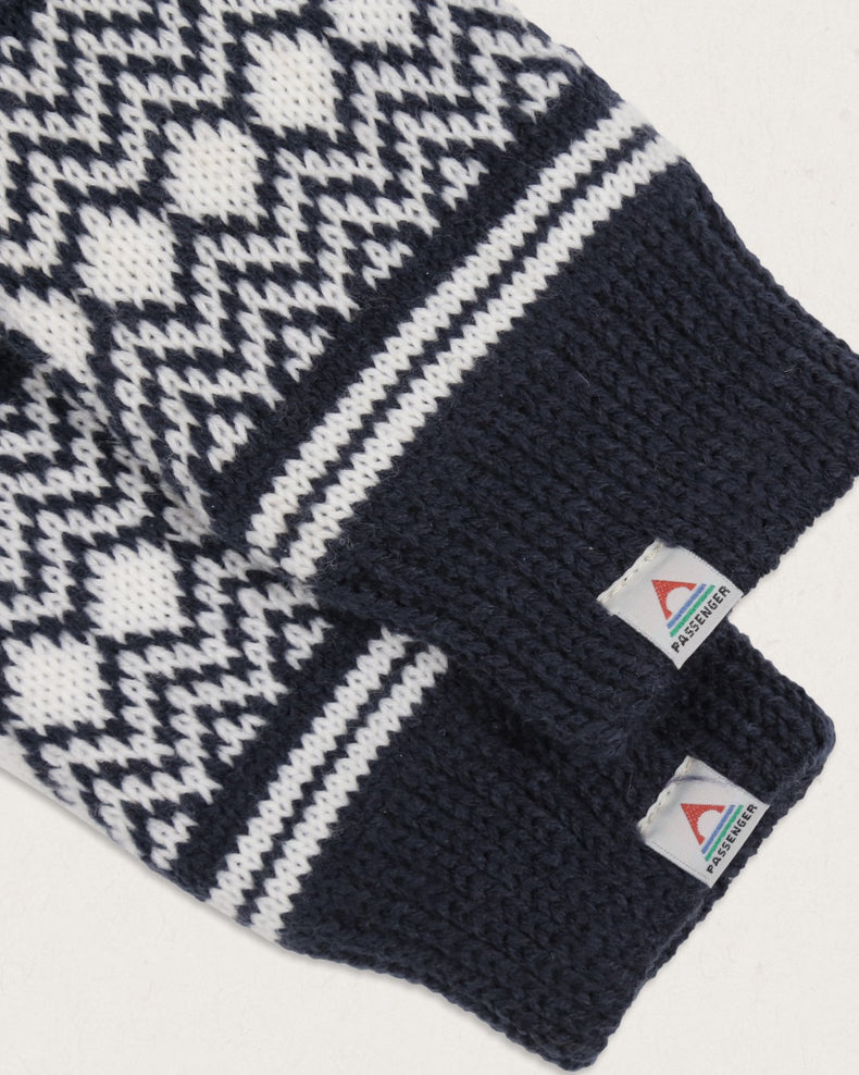 Passenger Fashion Powder Fleece Lined Recycled Acrylic Mittens Rich Navy